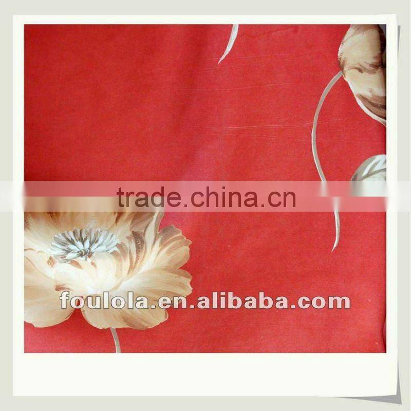 Polyester Printed Red and White Curtains Matching Bedding