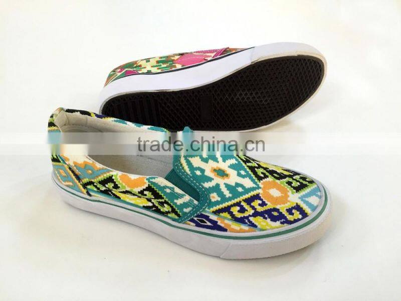 6 colorways slip on vulcanized women sneaker shoe low price china canvas women shoes 2016