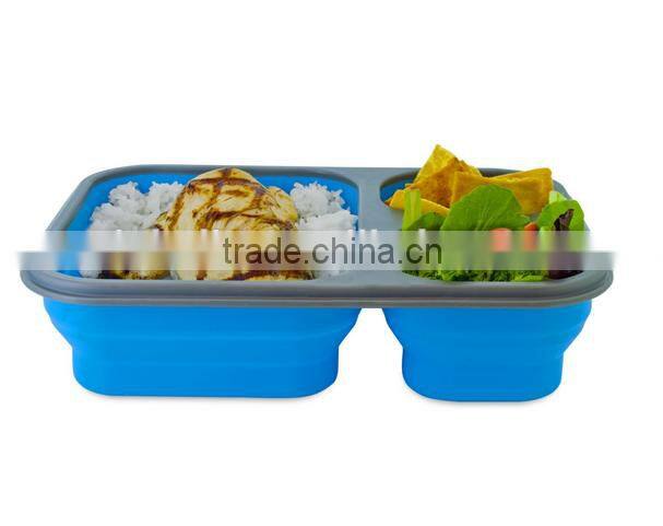 3 Compartments Lunch Box Silicone Kids Food Storage Boxes
