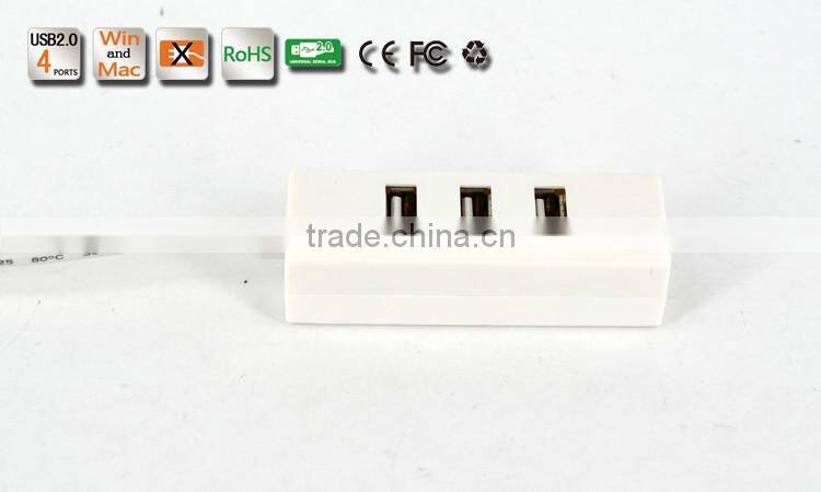 Hot-selling! Wholesale Slim-shape Low Cost Portable and Ultra-Light Plastic Casing usb hub, 480MBPS 4-Port USB 2.0 Hub
