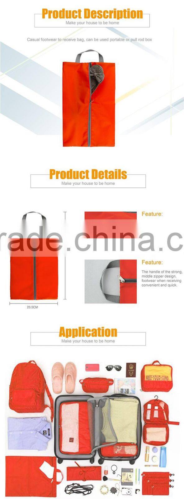 Zipper recycled polyester Oxford Breathable Dustproof Travel luggage Shoe Bag