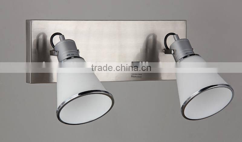 Glass double Wall Lamp with Brushed Nickel Finish with power outlet