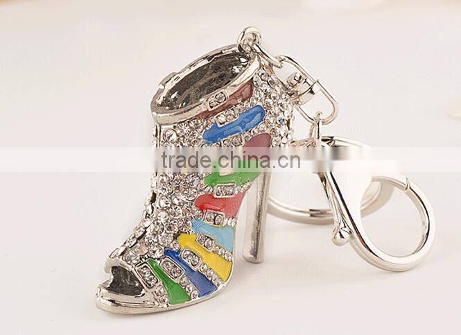 2016 New High Heel Keychains Rhinestone Shoe Keyring charm Women Handbag key holder,girl bag Pendant Jewelry