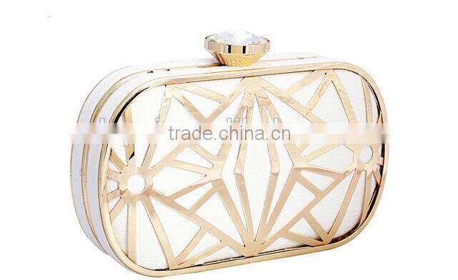 2014 metal mesh and leather evening bags fashion clutch Evening Bag