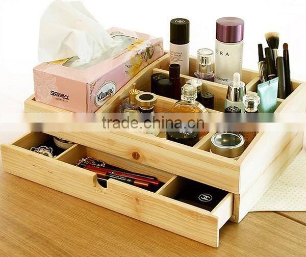 Customized Handmade make up wooden box with mirror
