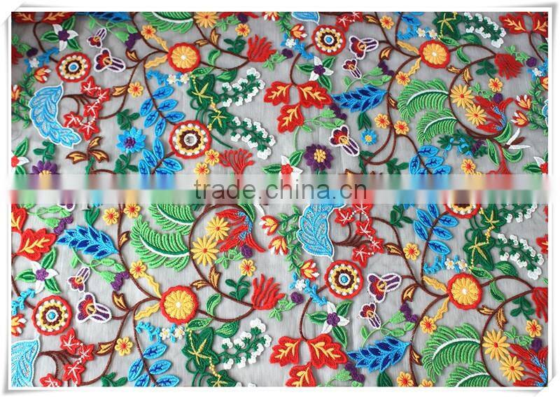 New arrival Ethnic Fashion Allover colorful african embroidered fabric for clothing