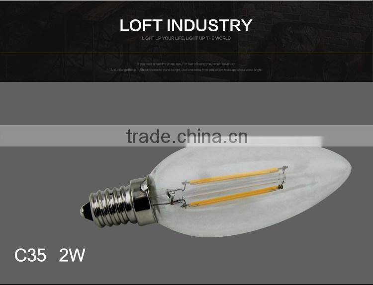 Clear Housing E27 Dimmable LED Filament Bulb C35 4w E14 B22