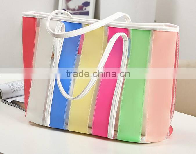 Wholesale Candy Color Ladies Transparent Handbags Free Shipping