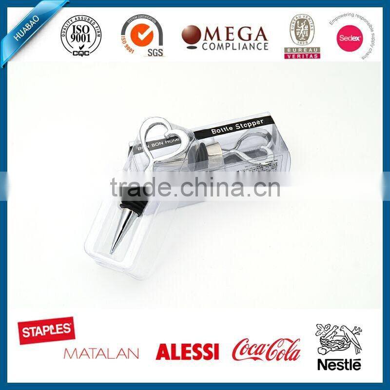 Elegant heart shape stainless steel wine bottle stopper metal bottle cap wine stopper