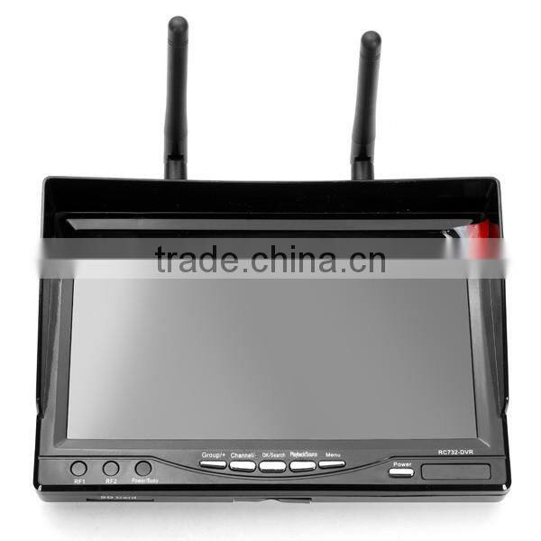 RC732-DVR 7" LCD Screen with DVR and Battery RC Wireless Diversity Receiver 5.8GHz FPV Monitor