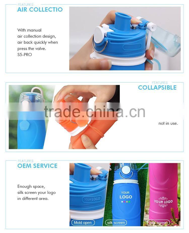 750ml Collapsible Silicone Water Bottle with air valve
