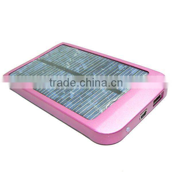 Portable Mobile Solar charger for Mobile phone 2600 mAh Blue Silver Pink