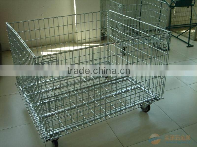 hot sale easy folding storage cage ,wire container for Warehouse