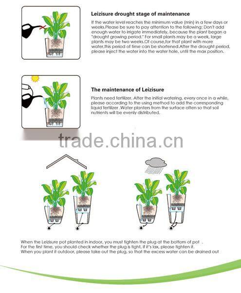 pp tall self-water tall plastic flower vases