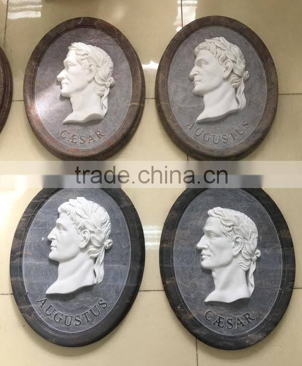 Modern Marble Human Head Relief Carving Sculpture