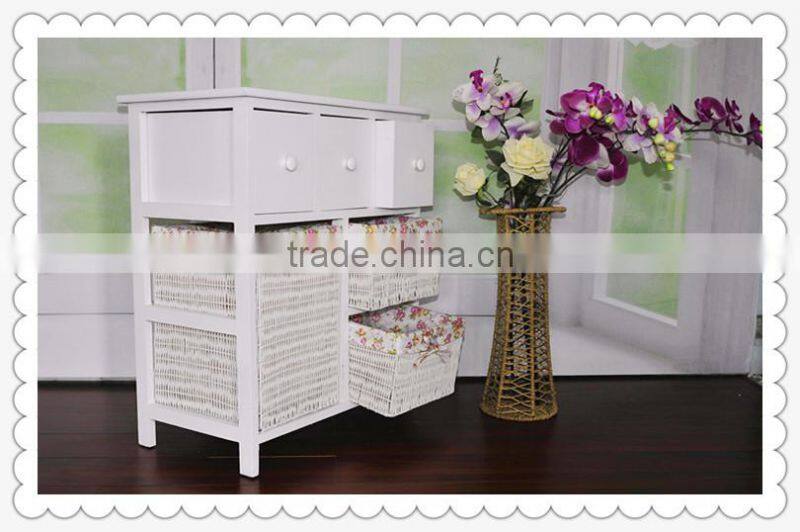 Unique new design decorative antique unfinished wooden cabinet with basket drawers
