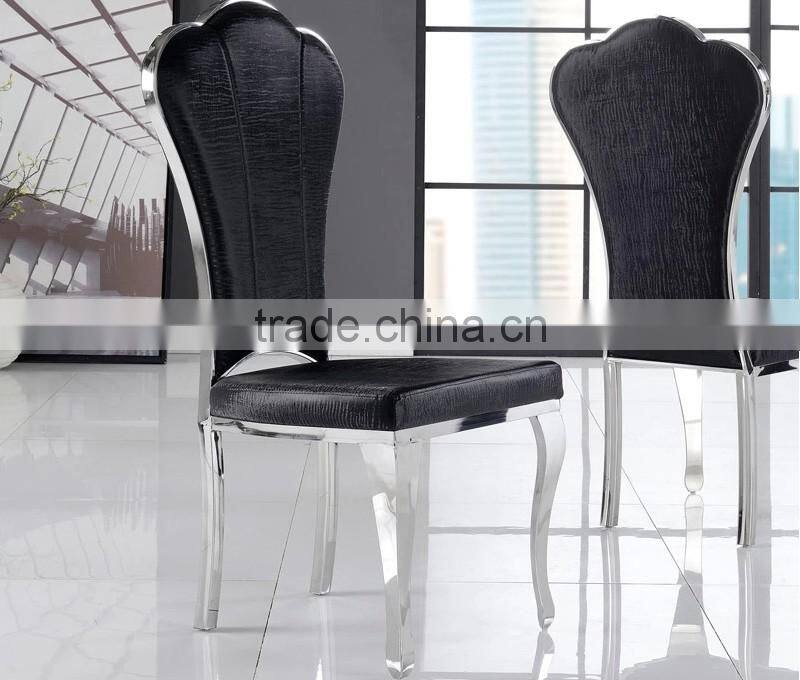 Metal frame lounge used leather dining chair