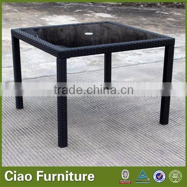 Black rattan furniture dining set table with middle hole