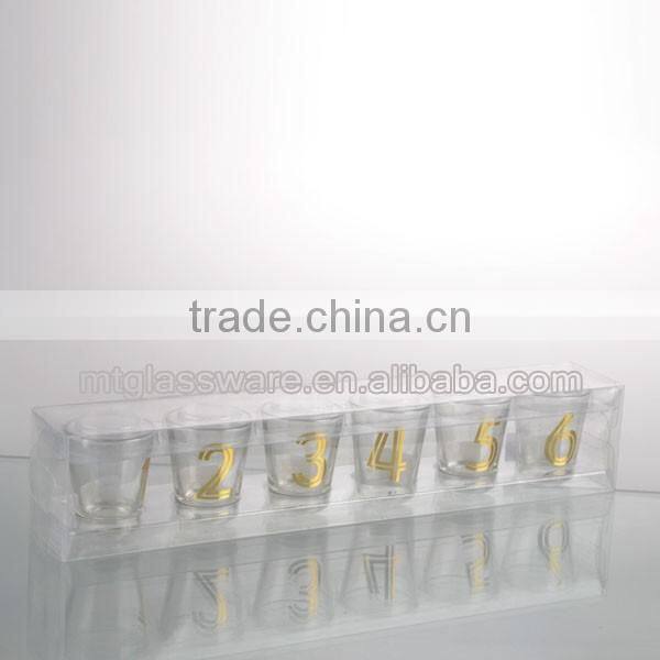 60-86ml top grade 6 colorful mini wine shot glass set