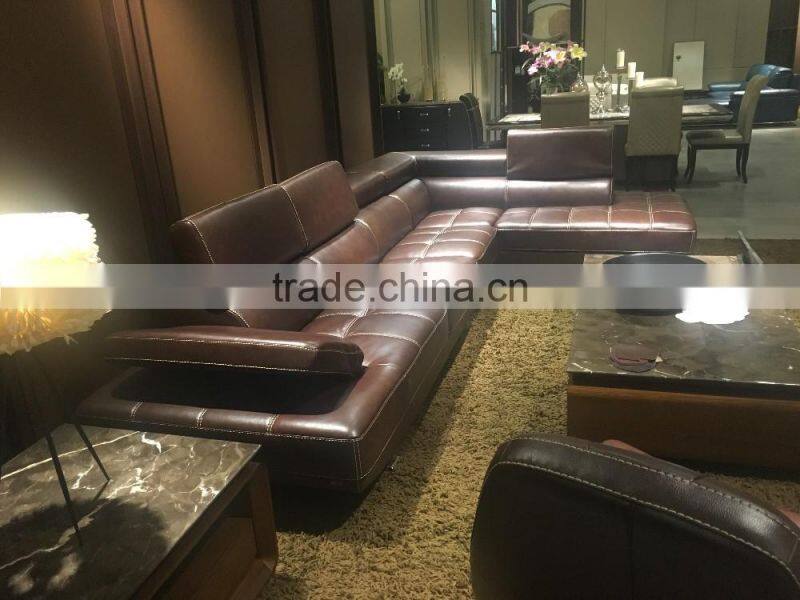 New design high quality top grain leather sofa fashion furniture modern KD-S1808