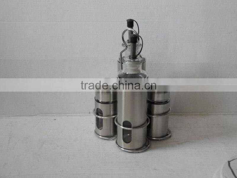 glass cooking tools set with metal rack