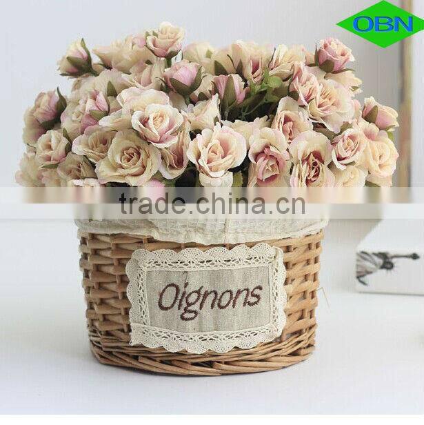 Woven wicker handmade flower basket