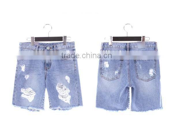 Women fifth denim pants summer short ripped jeans