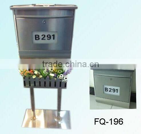 FQ-196 Cast iron metal vertical mailbox stainless steel solar house numbers wall mounted letterbox