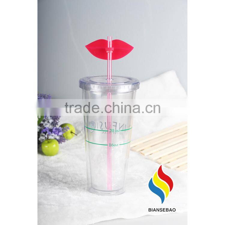 Clear PS/AS cup with logo plastic tumbler 16oz