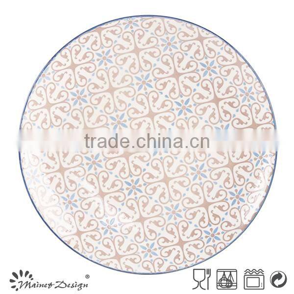 Ceramic stoneware pad printing dinner plate