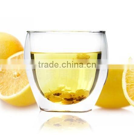 250ml clear round double wall glass cup