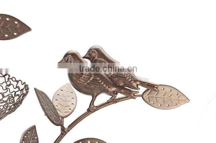 Metal jewelry tree display stand with 3 bird nest