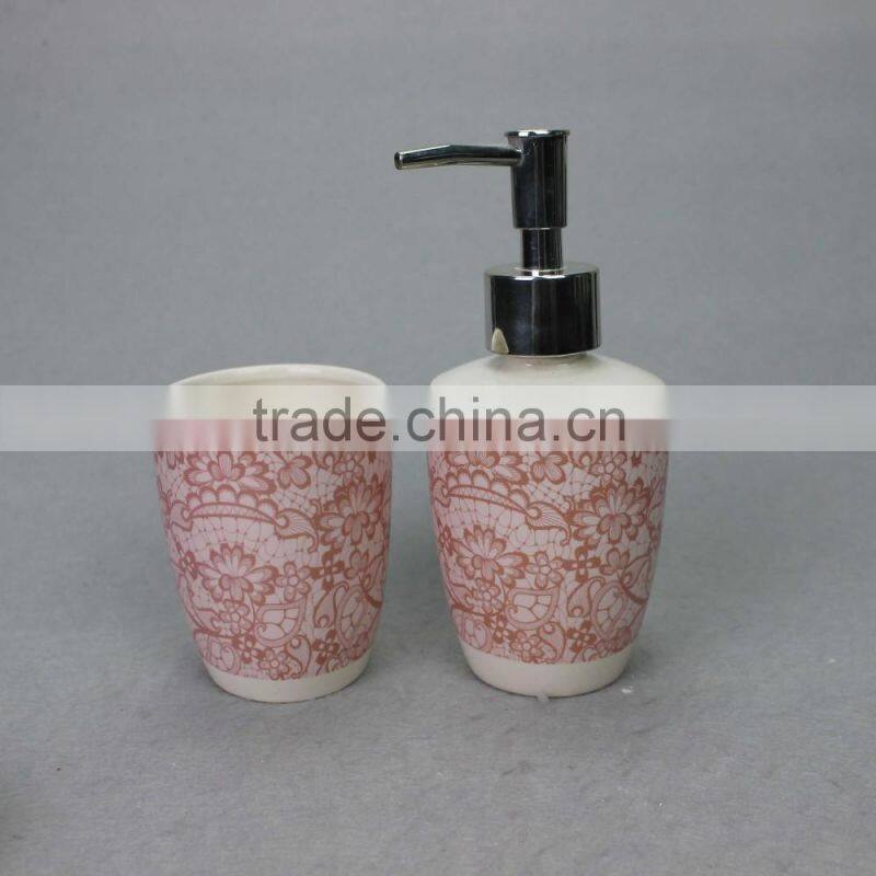 Nature Home Decor Atlantic 3 Piece Teakwood texture Bathroom Accessory Set