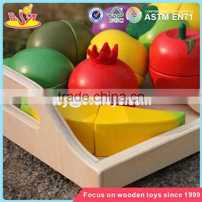 wholesale kids play kitchen toys wooden cutting fruit set funny wooden cutting fruit set for children W10B185