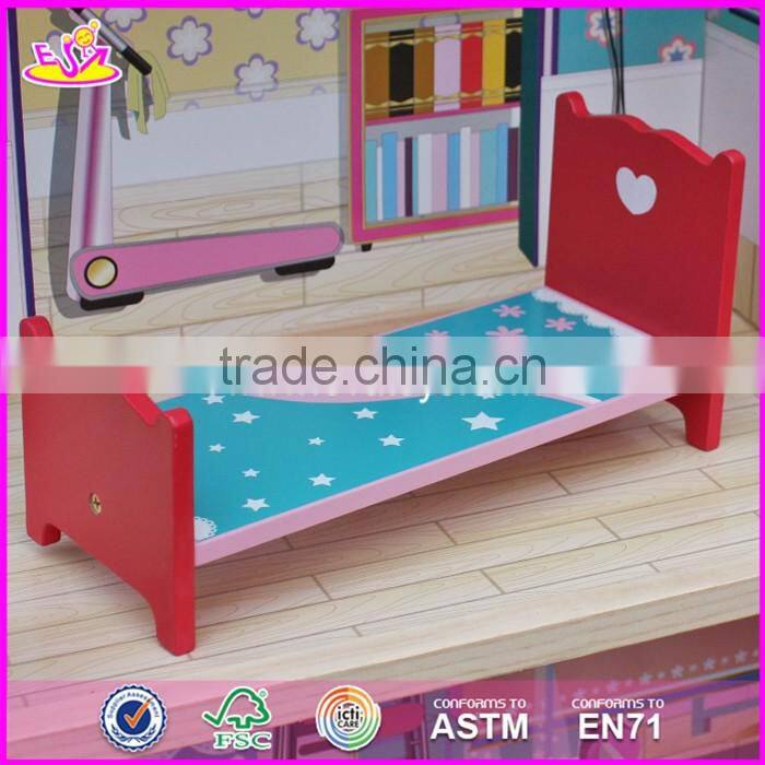 2017 new design lovely pretend play wooden girls dollhouse W06A161