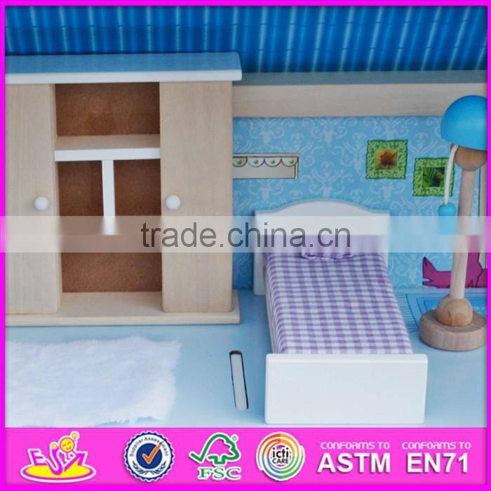 2016 new design home play children toy wooden dolls house miniatures W06A169