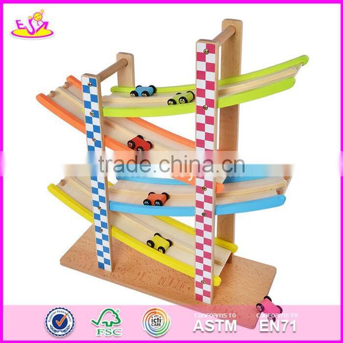 2017 new design 4 levels funny kids wooden race track toy W04E053