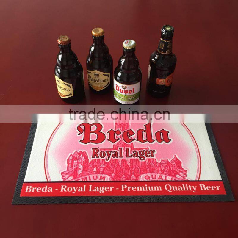 Full color non woven custom logo rubber bar mat