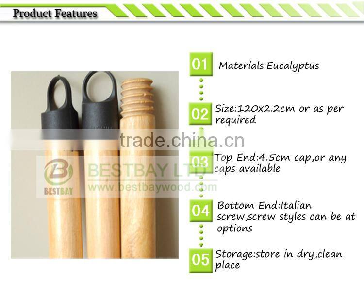 varnish coated wooden broom handle