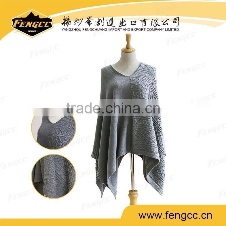 Fashion autumn snow ladies tassel peruvian ponchos in navy color