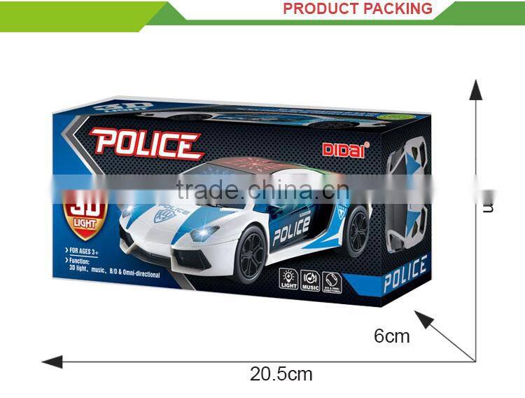 Newest battery operated plastic police toy track toy with light up car