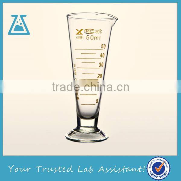 Cone Shape Lab Glass Measuring Cup With Glass Base