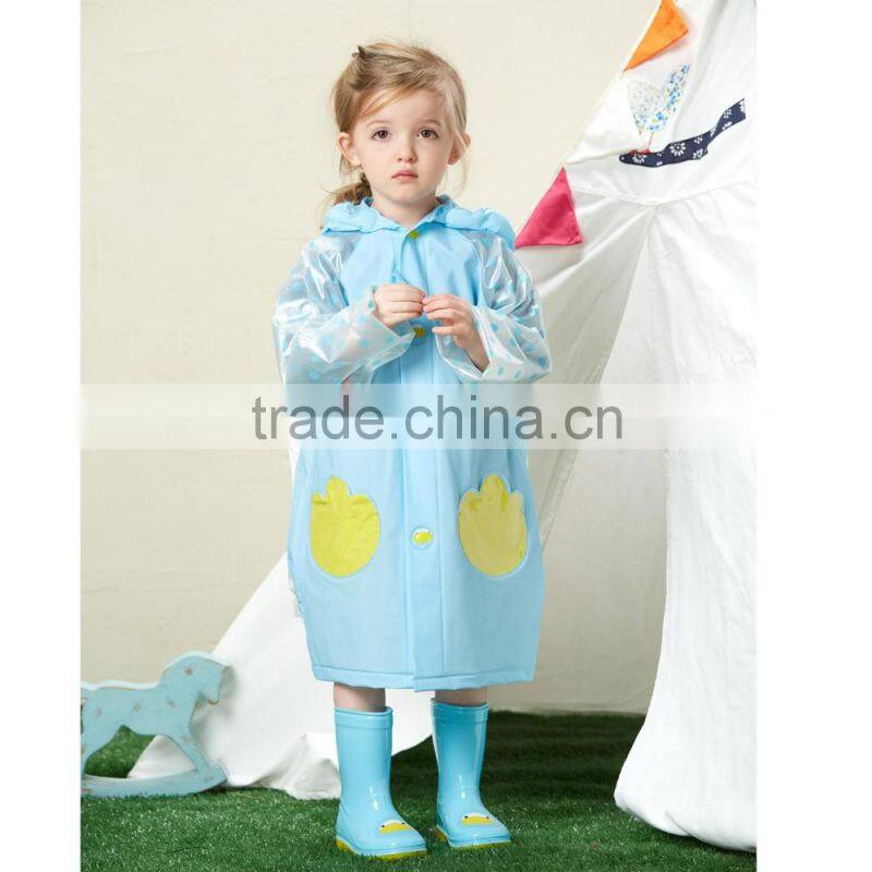 PVC rain coats for kids cute animals hotsale children long raincoats with hat