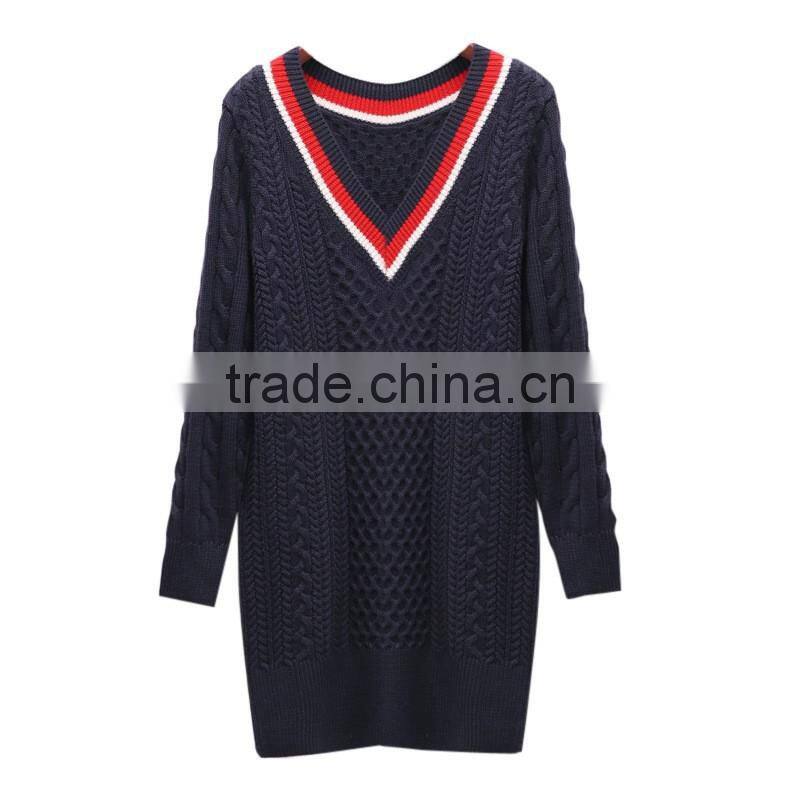 Best Sale Knitted Women Long Sweater Design V Neck Cashmere Sweater Women