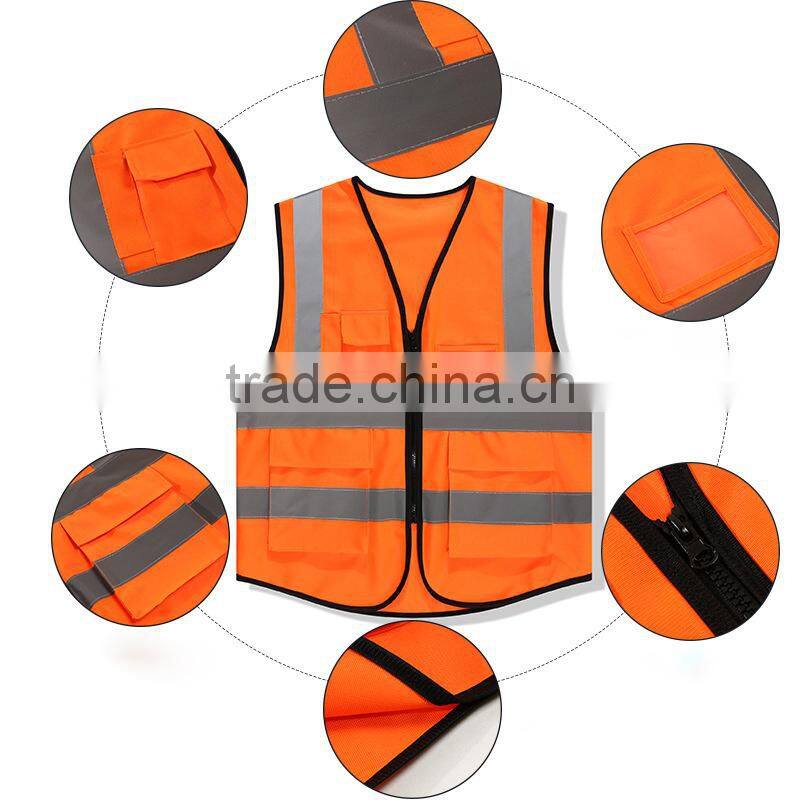 high visible custom color reflective safety vest with pocket night road work