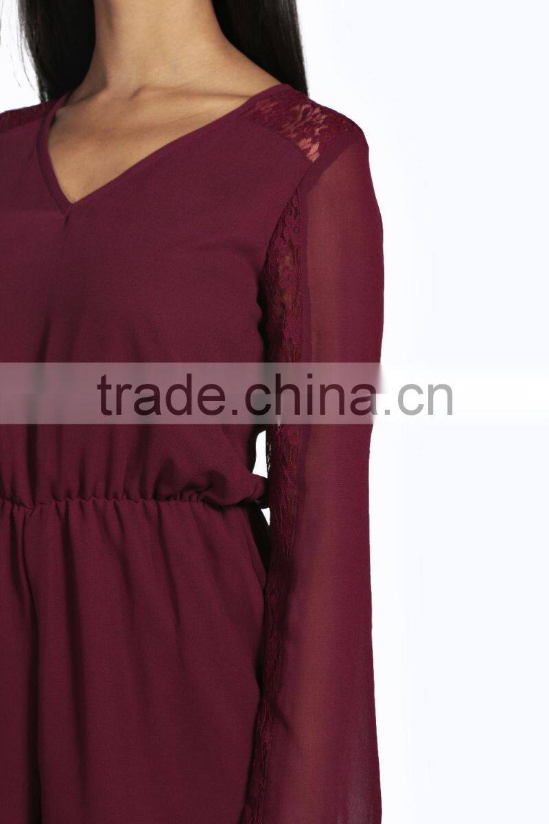 2016 customized chiffon and lace evening dress patterns romper women for women