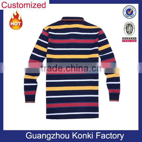 Hot sales! wholesale the cheap striped men's long sleeve polo shirts
