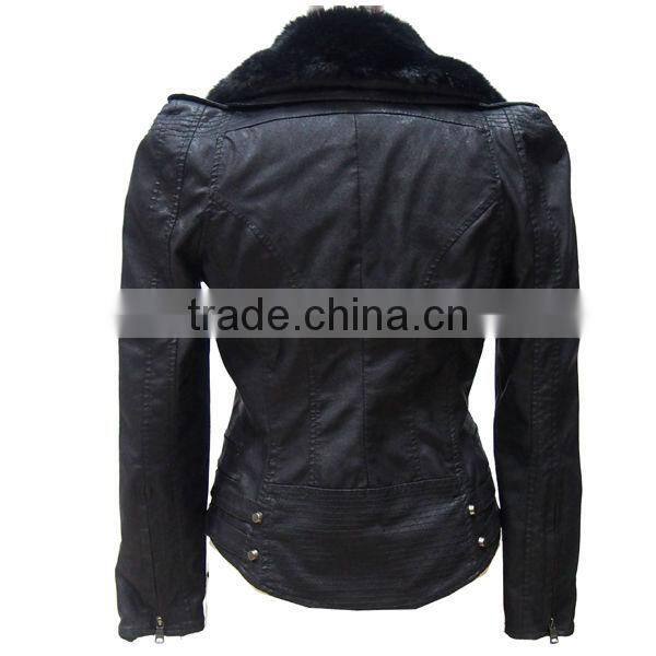Women's long-sleeve winter warm leather jacket,2013 fashion leather coats