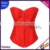 Flannelette Plain Black Corset Overbust Zipper Steel