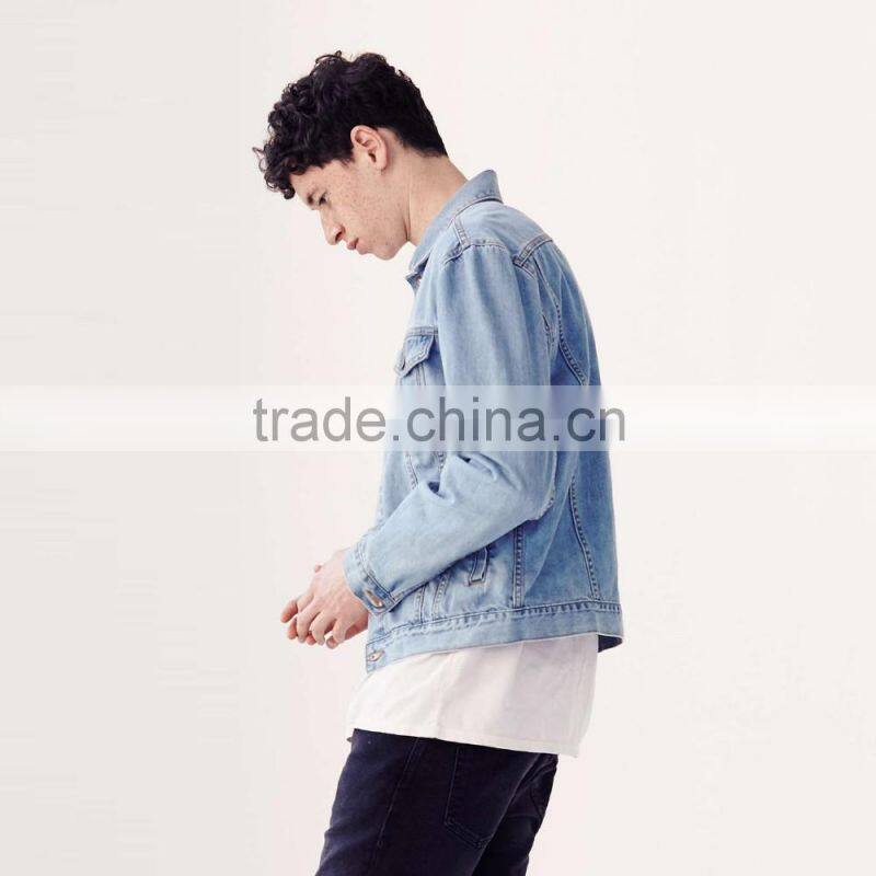 new style denim jacket men light blue custom design